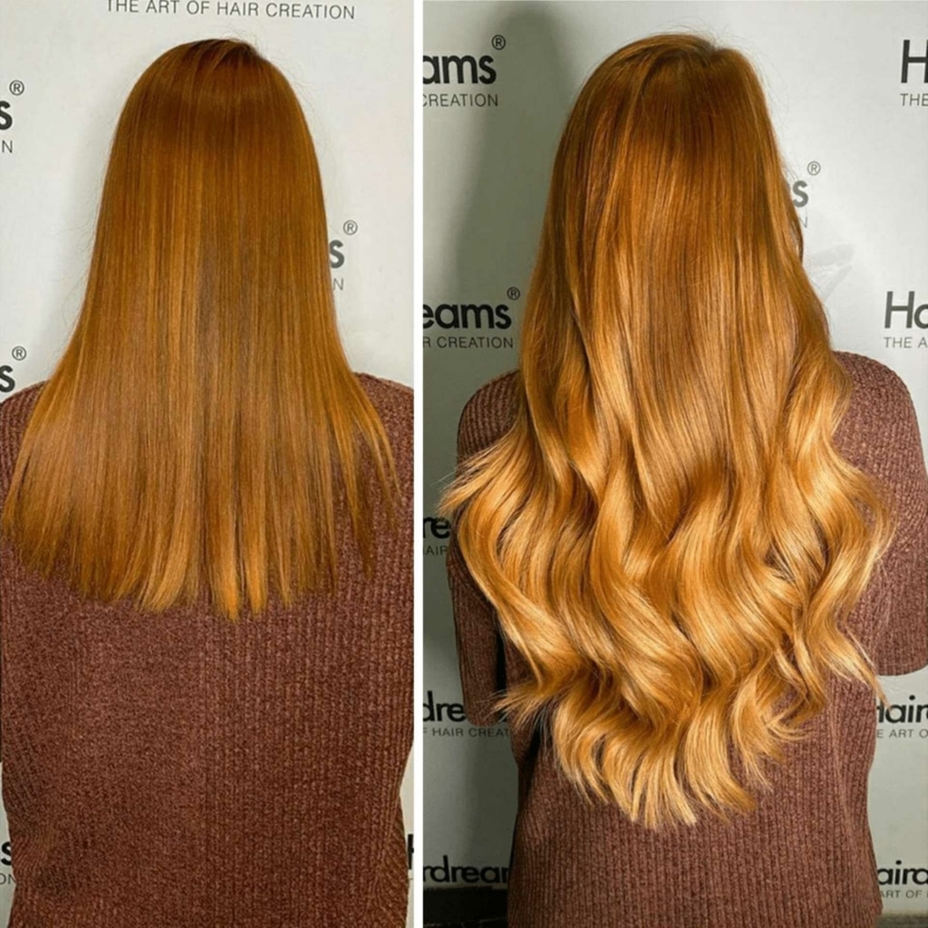 Haarverlängerung bei Frau mit roten/orangen Haaren