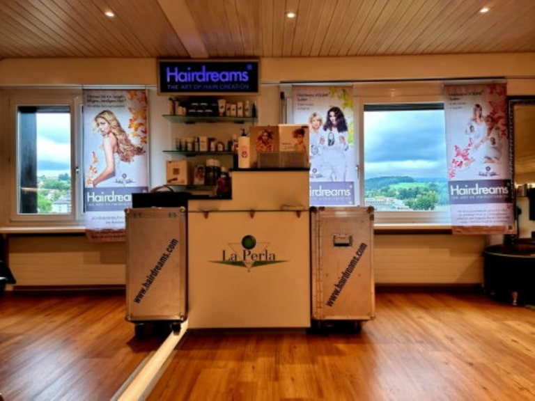 Interior of the Hairdreams partner salon "La Perla" in Switzerland