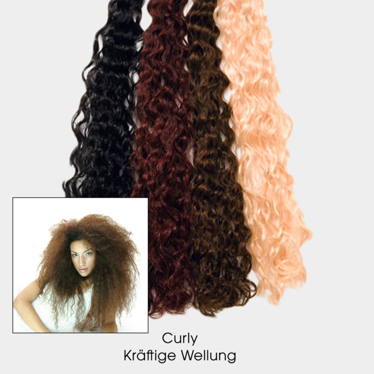 Curly Haarsträhnen in verschiedenen Farben